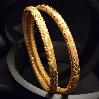 Josephine 20k Gold Finish Bangle Set (Pair) (2.4, 2.6, 2.8 & 2.10 Available) - ECLAT INDIAN JEWELSBangle, Kadas & Bracelets2.6