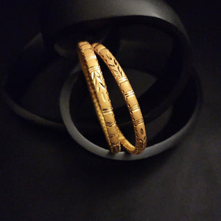 Josephine 20k Gold Finish Bangle Set (Pair) (2.4, 2.6, 2.8 & 2.10 Available) - ECLAT INDIAN JEWELSBangle, Kadas & Bracelets2.6