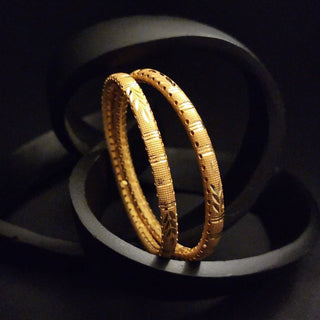 Josephine 20k Gold Finish Bangle Set (Pair) (2.4, 2.6, 2.8 & 2.10 Available) - ECLAT INDIAN JEWELSBangle, Kadas & Bracelets2.6
