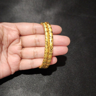 Josephine 20k Gold Finish Bangle Set (Pair) (2.4, 2.6, 2.8 & 2.10 Available) - ECLAT INDIAN JEWELSBangle, Kadas & Bracelets2.6