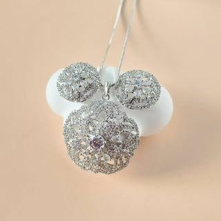 Josephine White CZ Simulant Pendant Set (Chain included) - ECLAT INDIAN JEWELSNecklace Sets - Pendant SetsWhite