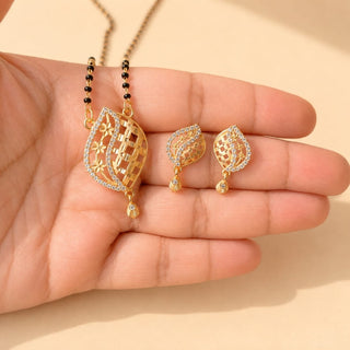 Julia Gold Mangalsutra CZ Diamond Pendant Necklace - ECLAT INDIAN JEWELSMangalsutraGold
