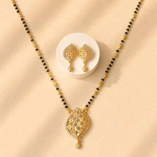 Julia Gold Mangalsutra CZ Diamond Pendant Necklace - ECLAT INDIAN JEWELSMangalsutraGold