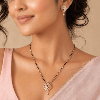 Julia Gold Mangalsutra CZ Diamond Pendant Necklace - ECLAT INDIAN JEWELSMangalsutraGold