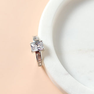 Julia Silver Solitaire Adjustable Diamond Simulant Ring - ECLAT INDIAN JEWELSRingsSilver