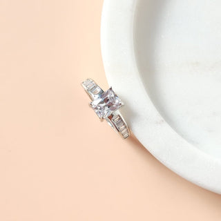 Julia Silver Solitaire Adjustable Diamond Simulant Ring - ECLAT INDIAN JEWELSRingsSilver