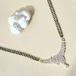 Juliet Silver Mangalsutra CZ Diamond Pendant Necklace - ECLAT INDIAN JEWELSMangalsutraWhite