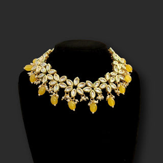 Juliet Yellow Kundan Necklace Set with Tikka - ECLAT INDIAN JEWELSNecklace SetsYellow