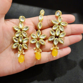 Juliet Yellow Kundan Necklace Set with Tikka - ECLAT INDIAN JEWELSNecklace SetsYellow