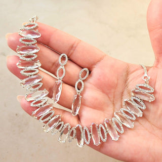 Juniper White Diamond Simulant Necklace Set - ECLAT INDIAN JEWELSNecklace SetsWhite