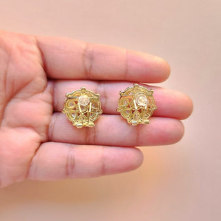 Kaisy Moissanite White Diamond Simulant Gold Finish Earrings - ECLAT INDIAN JEWELSTikka SetsGold
