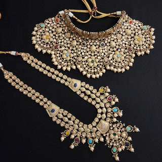 Kajal Royal Polki Multicolour Complete Bridal Set - ECLAT INDIAN JEWELSNecklace SetsMulticolour