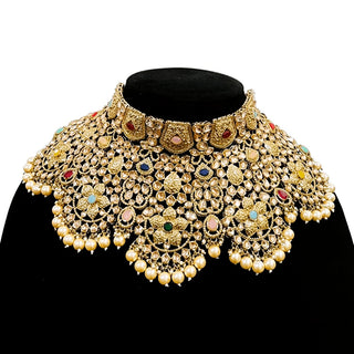 Kajal Royal Polki Multicolour Complete Bridal Set - ECLAT INDIAN JEWELSNecklace SetsMulticolour