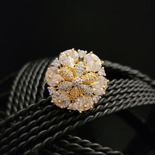 Kareena Gold Adjustable Diamond Simulant Ring - ECLAT INDIAN JEWELSRingsGold