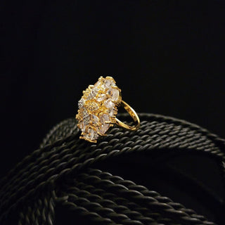 Kareena Gold Adjustable Diamond Simulant Ring - ECLAT INDIAN JEWELSRingsGold