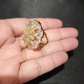 Kareena Gold Adjustable Diamond Simulant Ring - ECLAT INDIAN JEWELSRingsGold