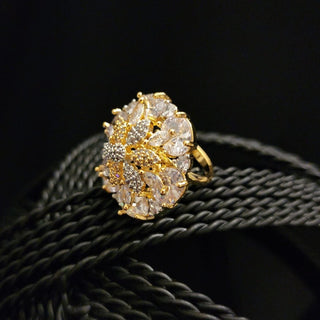 Kareena Gold Adjustable Diamond Simulant Ring - ECLAT INDIAN JEWELSRingsGold