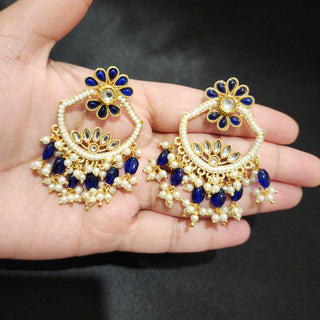 Kate Blue Kundan Earrings - ECLAT INDIAN JEWELSEarringsBlue