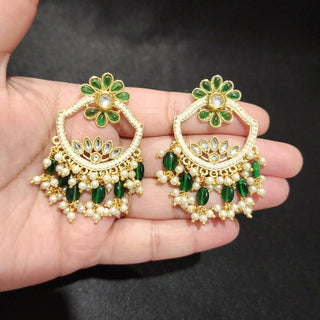 Kate Green Kundan Earrings - ECLAT INDIAN JEWELSEarringsGreen