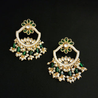 Kate Green Kundan Earrings - ECLAT INDIAN JEWELSEarringsGreen