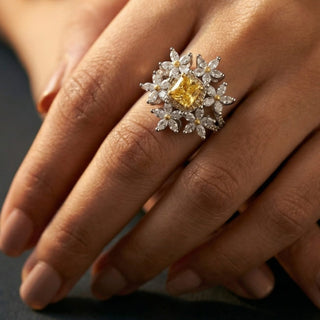 Kate Silver Adjustable CZ Diamond Simulant Ring - ECLAT INDIAN JEWELSRingsSilver
