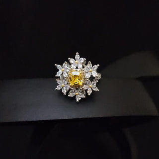 Kate Silver Adjustable CZ Diamond Simulant Ring - ECLAT INDIAN JEWELSRingsSilver