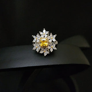Kate Silver Adjustable CZ Diamond Simulant Ring - ECLAT INDIAN JEWELSRingsSilver