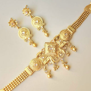 Kathy Gold Kemp Choker Necklace Set - ECLAT INDIAN JEWELSNecklace SetsGold