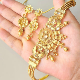Katie Gold Kemp Choker Necklace Set - ECLAT INDIAN JEWELSNecklace SetsGold