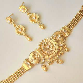 Katie Gold Kemp Choker Necklace Set - ECLAT INDIAN JEWELSNecklace SetsGold