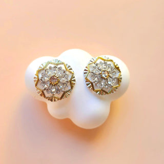 Kelly White CZ Diamond Simulant Dual Finish Earrings - ECLAT INDIAN JEWELSTikka SetsWhite