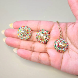 Khloe Multicolour Necklace Set with Tikka - ECLAT INDIAN JEWELSNecklace SetsMulticolour