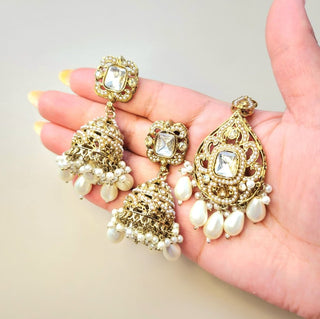 Khloe White Necklace Set with Tikka - ECLAT INDIAN JEWELSNecklace SetsWhite