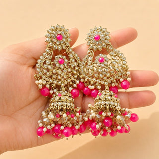 Kiara Magenta Pink Polki Diamond Choker Necklace Set with Tikka - ECLAT INDIAN JEWELSNecklace SetsPink