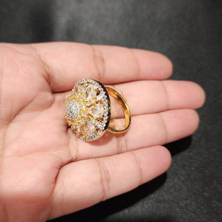 Kira Gold Adjustable Diamond Simulant Ring - ECLAT INDIAN JEWELSRingsGold