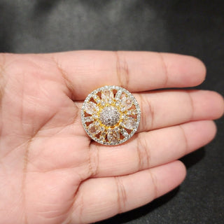 Kira Gold Adjustable Diamond Simulant Ring - ECLAT INDIAN JEWELSRingsGold