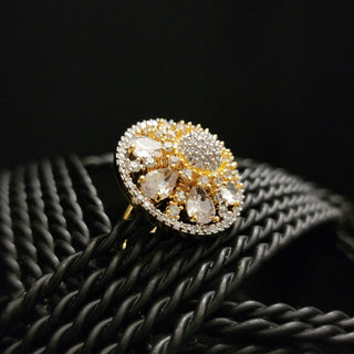 Kira Gold Adjustable Diamond Simulant Ring - ECLAT INDIAN JEWELSRingsGold