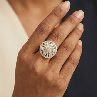 Kira Gold Adjustable Diamond Simulant Ring - ECLAT INDIAN JEWELSRingsGold