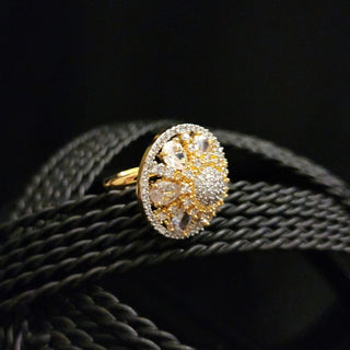 Kira Gold Adjustable Diamond Simulant Ring - ECLAT INDIAN JEWELSRingsGold