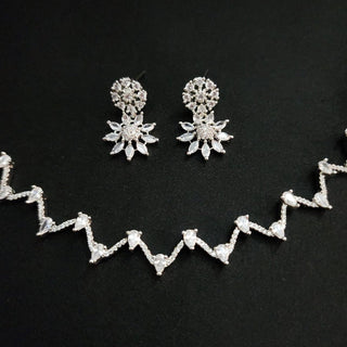 Klara CZ Diamond Simulant Necklace Set - ECLAT INDIAN JEWELSNecklace SetsWhite