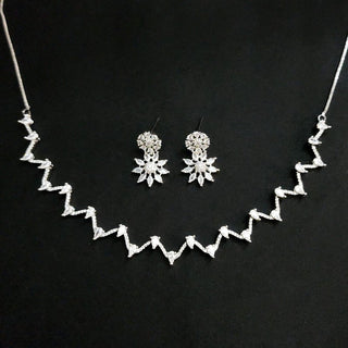 Klara CZ Diamond Simulant Necklace Set - ECLAT INDIAN JEWELSNecklace SetsWhite