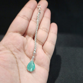 Kristina Mint Green Diamond Simulant CZ Maang Tikka - ECLAT INDIAN JEWELSMaang TikkaGreen