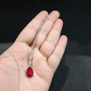 Kristina Red Diamond Simulant CZ Maang Tikka - ECLAT INDIAN JEWELSMaang TikkaRed