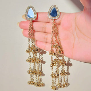 Kyla White Kashmiri Mirror Antique Gold Finish Earrings - ECLAT INDIAN JEWELSKashmiri EarringsGold