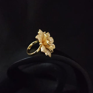 Kylie Gold Adjustable CZ Diamond Simulant Ring - ECLAT INDIAN JEWELSRingsGold