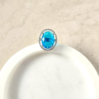 Kylie Light Blue Adjustable Diamond Simulant Ring - ECLAT INDIAN JEWELSRingsBlue