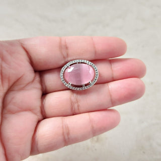 Kylie Light Pink Adjustable Diamond Simulant Ring - ECLAT INDIAN JEWELSRingsPink