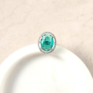 Kylie Sea Green Adjustable Diamond Simulant Ring - ECLAT INDIAN JEWELSRingsGreen