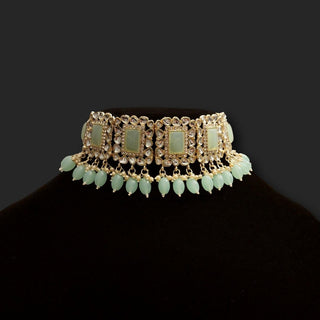 Laurel Light Blue Choker Set with Tikka - ECLAT INDIAN JEWELSNecklace SetsBlue