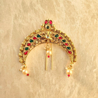 Lauren Multicolour Khopa / Ambada Clip Hair Bun Accessory - ECLAT INDIAN JEWELSMatha Patti, Sheesh PhoolMulticolour